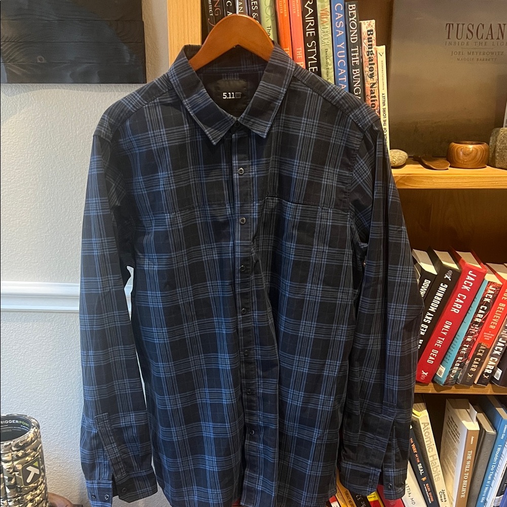 5.11 Tactical Men's Blue Plaid Casual Shirt
